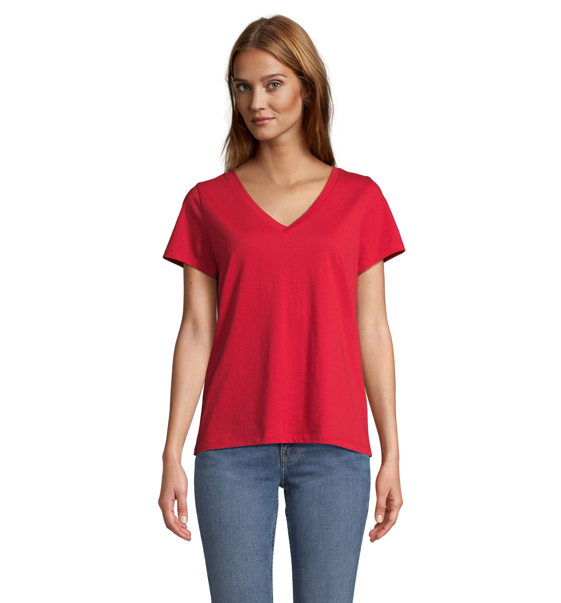 Tee-shirt femme col V 150 g/m² personnalisé REGENT V Rouge 1